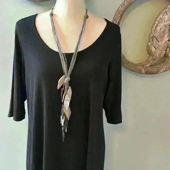 Eileen elbow length sleeve black dress/tunic size L - Picture 3 of 5